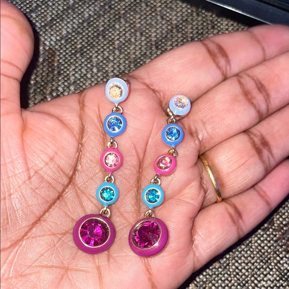Jewelry - Elegant Pink and Blue Dangle Earrings